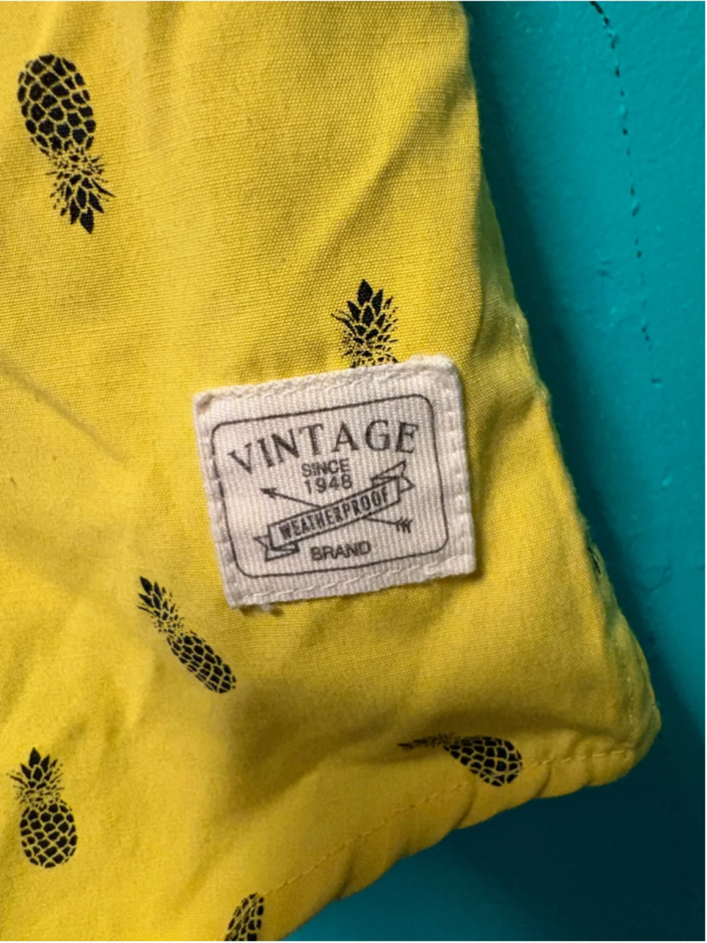 Boys Weatherproof Pineapple Print Button Down Shirt Yellow Size L